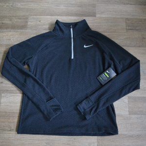 NWT Nike Therma Fleece Black Quarter Zip Running Pullover Women Size Medium